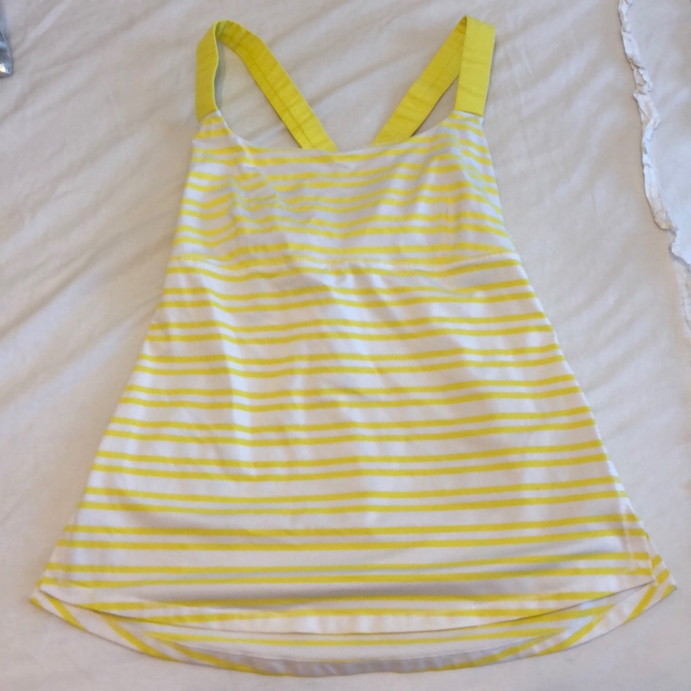 Yellow and white lulu lemon tank